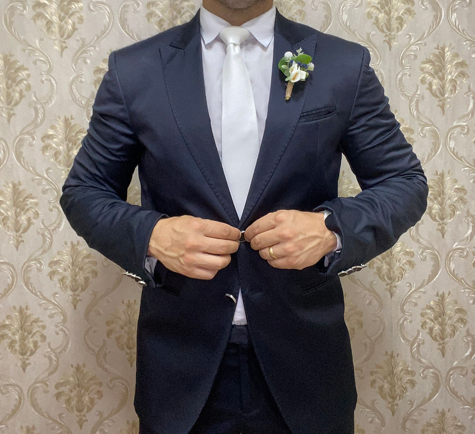 Miniatura: Terno Slim Fit Importado 100% Italiano Azul Marinho Acetinado