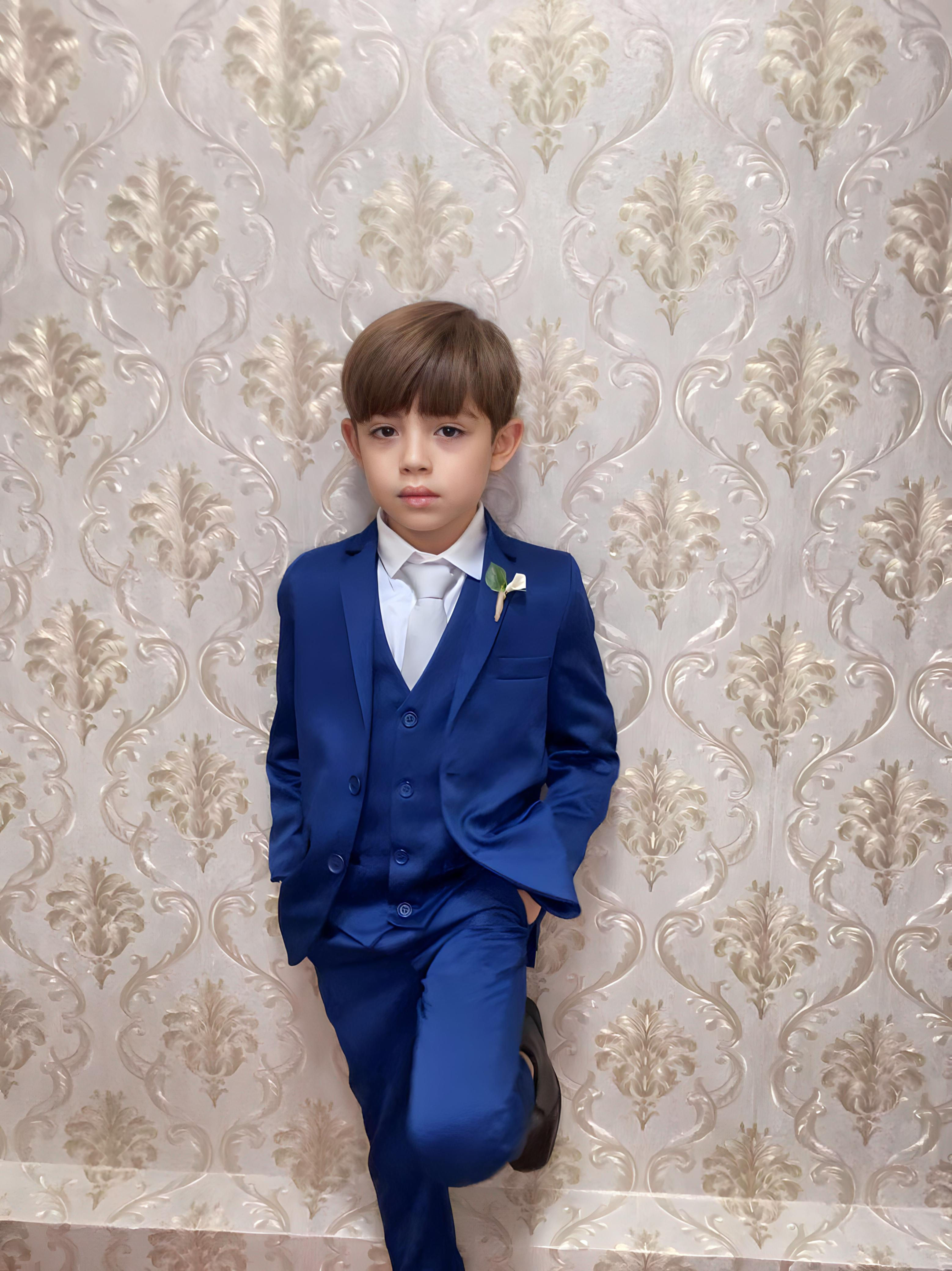 Terno Azul Médio Slim Dois Botões Infantil