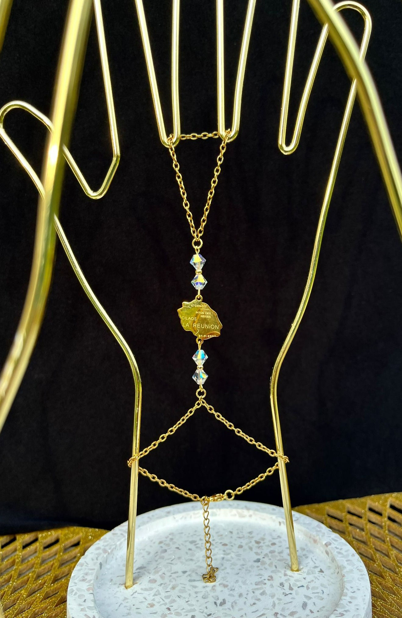 chaine de main Réunion Cristal en acier inoxydable