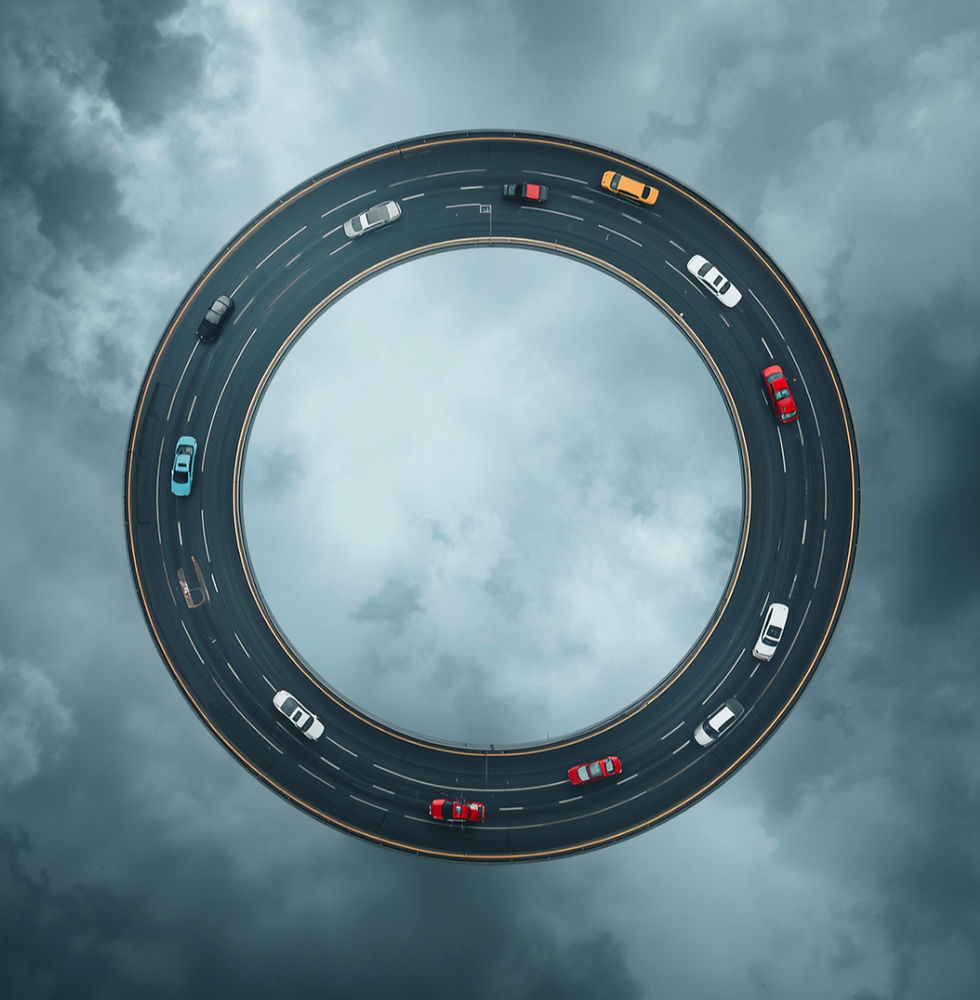 Continuous loop of cars on a road