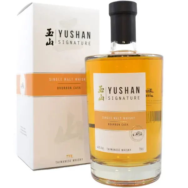 Eine Flasche Nantou - Yushan Ex-Bourbon Cask Single Malt Taiwan Whisky in der Frontalansicht.