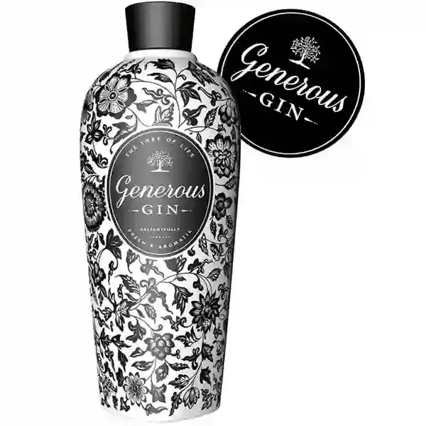 Eine Flasche vom Delightfully Gin von der Marke Generous in der Frontalansicht.