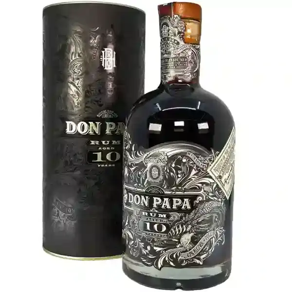 Eine Flasche vom Don Papa Rum mit 10 jähriger Reifung in der Frontansicht.