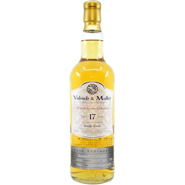 Eine Flasche Glentauchers 1996 - 2014 Single Malt Scotch Whisky mit 17 Jahren in der Frontalansicht.