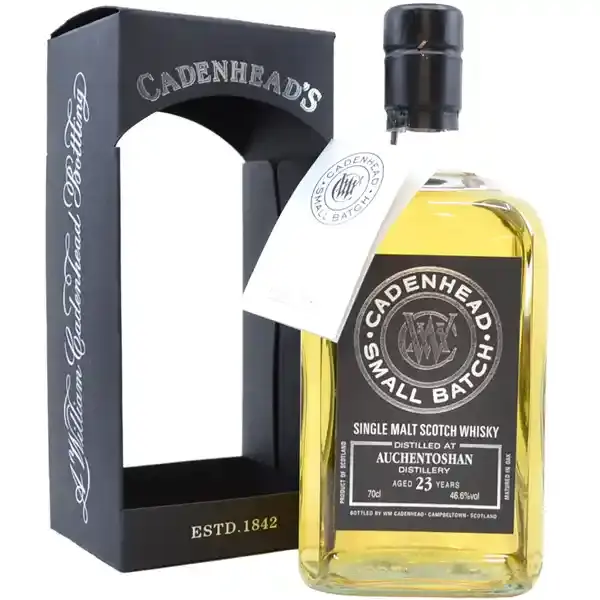 Eine Flasche Auchentoshan 1992 - 2015 Single Malt Scotch Whisky mit 23 Jahren in der Frontalansicht.