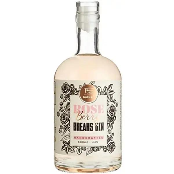 Eine Flasche vom Rose Berry Gin von Breaks Premium in der Frontalansicht.