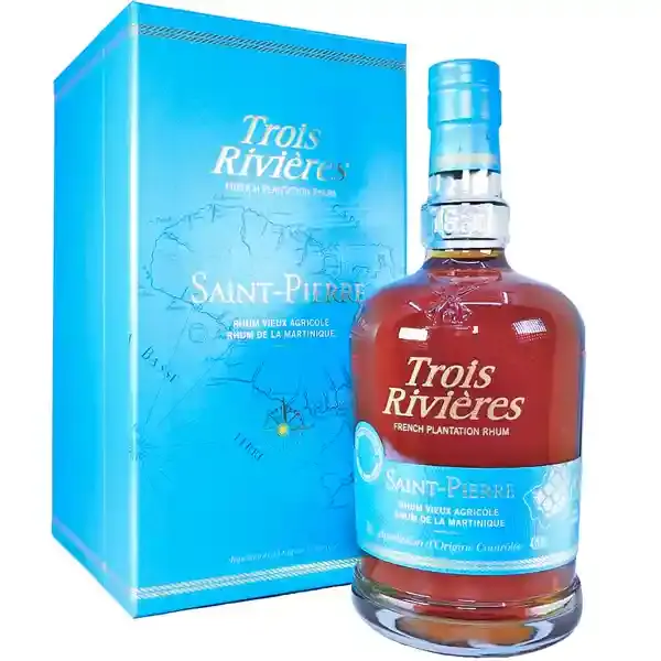 Eine Flasche vom Trois Rivières Saint Pierre Vieux Agricole Rhum aus Martinique in der Frontalansicht.