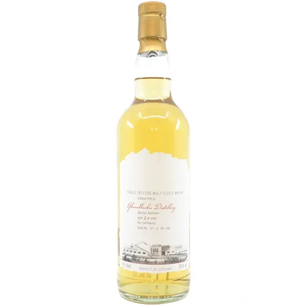 Eine Flasche Glenallachie 1995 - 2015 Single Cask Scotch Whisky mit 20 Jahren in der Frontalansicht.