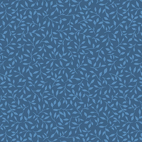 Saras Garden Leaf Sprig Dk Blue 31884B