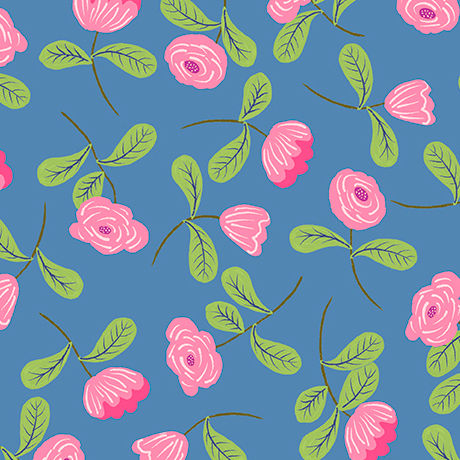 Saras Garden Flower Toss Blue 31881B