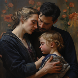 a young couple protecting their child
