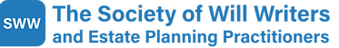 Logo with blue text reading "The Society of Will Writers and Estate Planning Practitioners" next to a blue square with "SWW" in white.