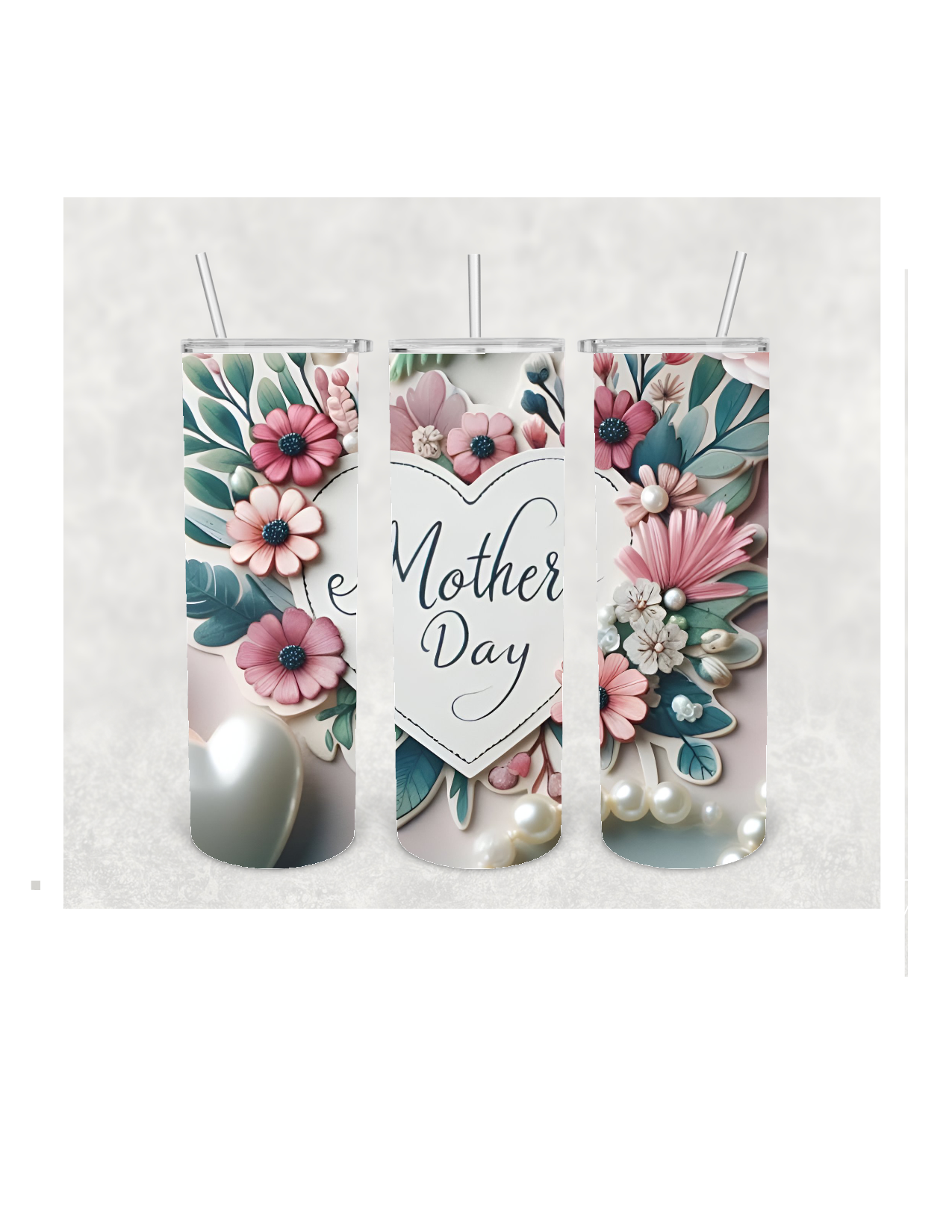 Mom Tumbler - Floral Heart