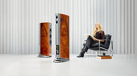Enceintes colonne Audiovector R 5 Arreté dans un salon — HIFI France Cinéma