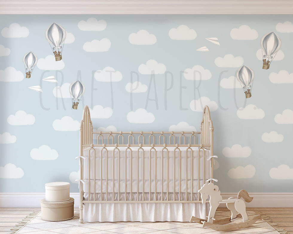 Mavi Uçan Balonda Yolculuk Duvar Kağıdı