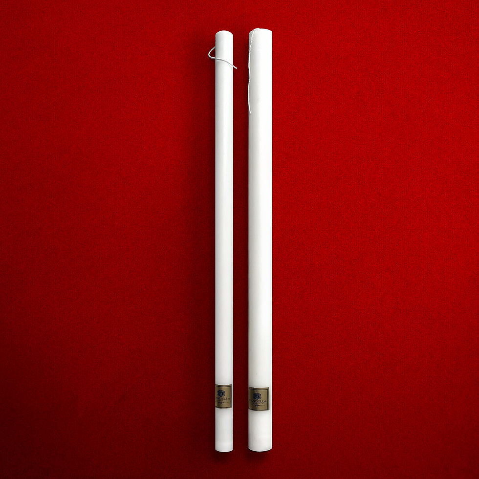 Thumbnail: White traditional Greek Orthodox Church Wedding, Baptism, Christening Candles Size Guide to scale