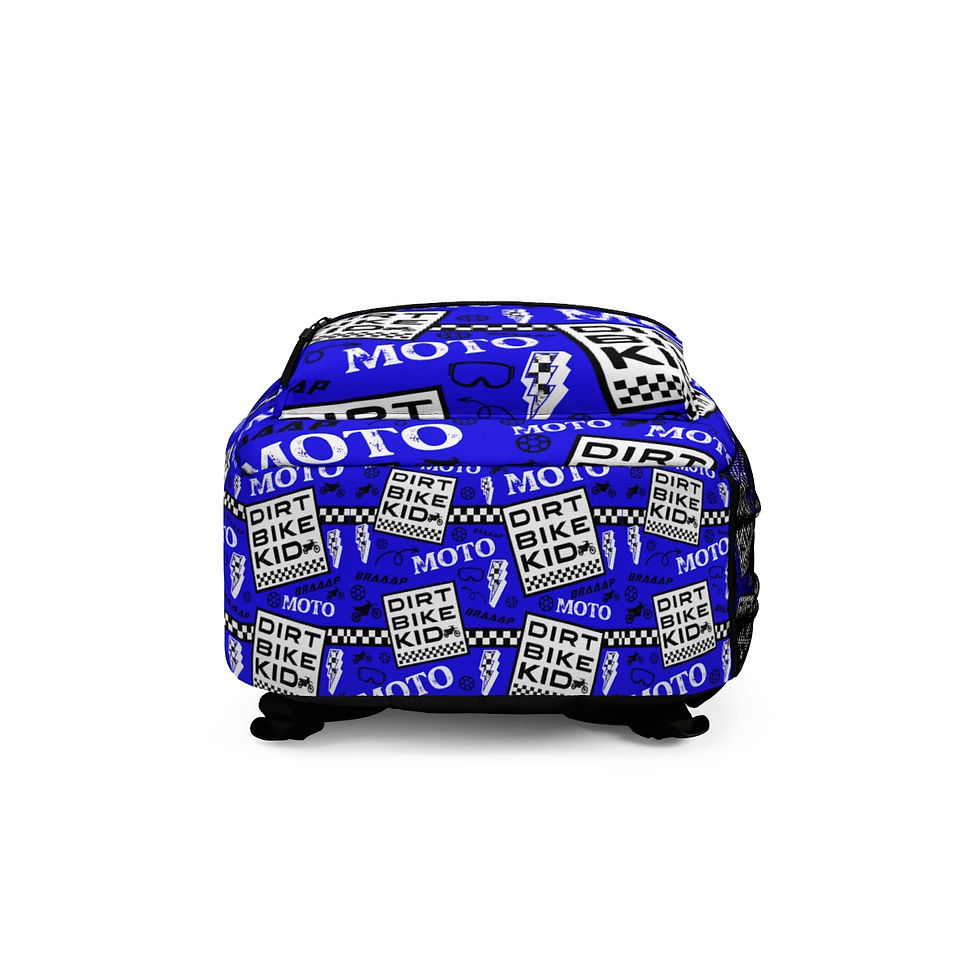 Thumbnail: Blue Dirt Bike Kid Backpack, Youth Backpack, Motocross Backpack, Dirtbike Gift