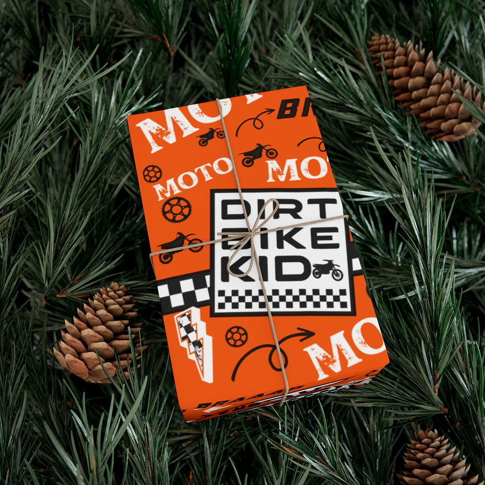 Thumbnail: Orange Dirtbike Kid Gift Wrap Papers, Motocross Wrapping Paper,Dirtbike Wrapping