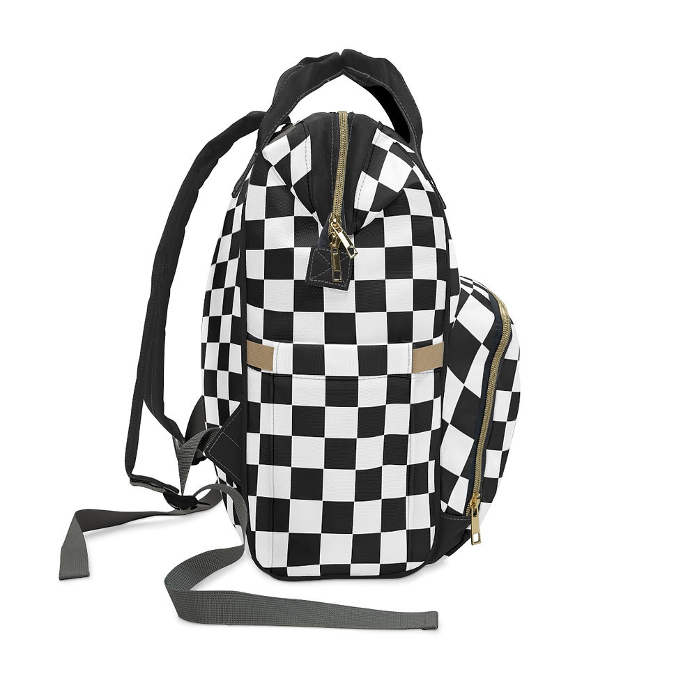 Thumbnail: Checkered Motocross Diaper Bag Backpack