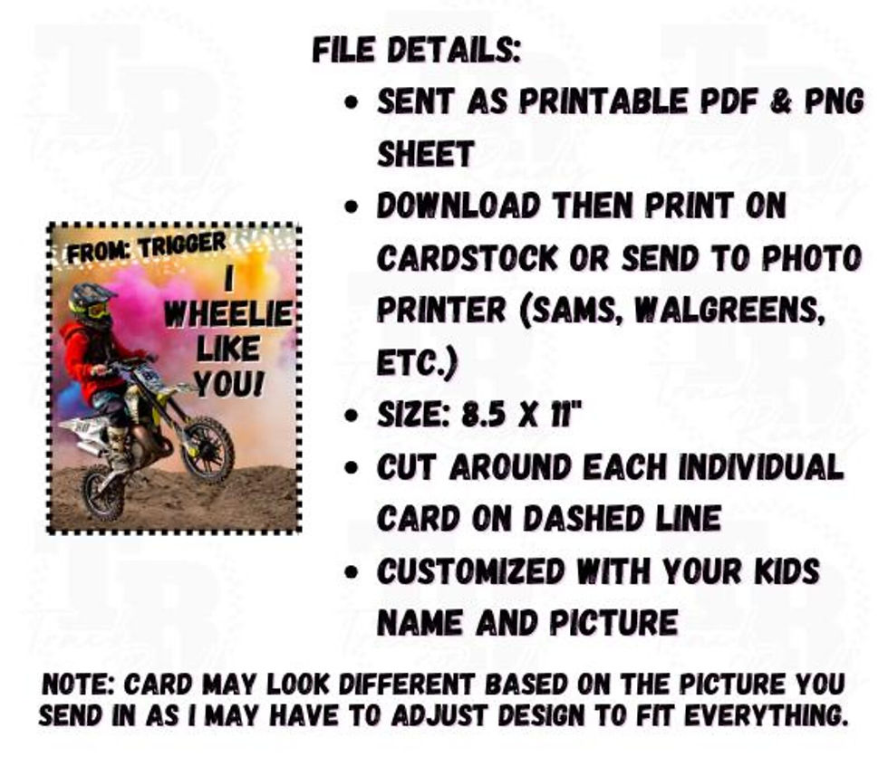 Thumbnail: Custom Dirtbike Valentine's Day Cards | Personalized Dirt Bike Valentines for Ki