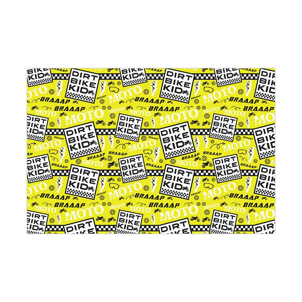 Thumbnail: Yellow Dirtbike Kid Gift Wrap Papers, Motocross Wrapping Paper,Dirtbike Wrapping
