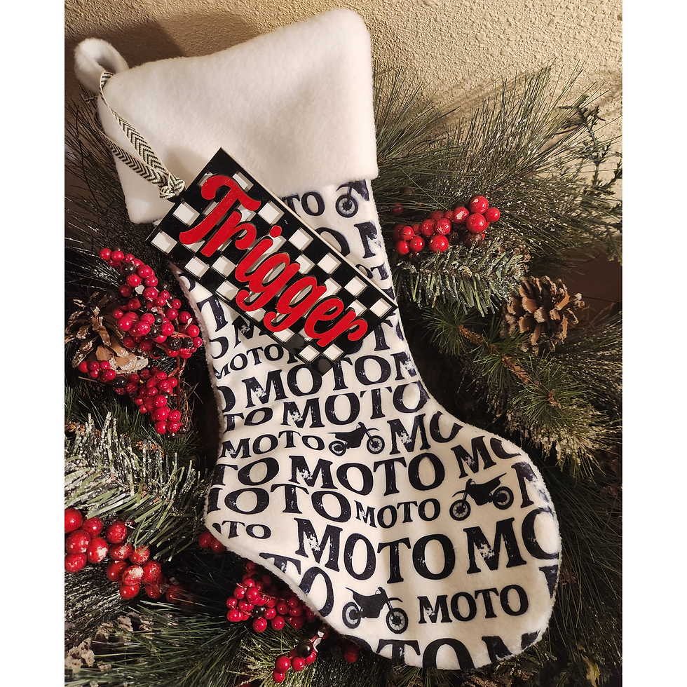 Thumbnail: Personalized Checkered Stocking Tag, Custom Stocking Name Tag, Checkered Name