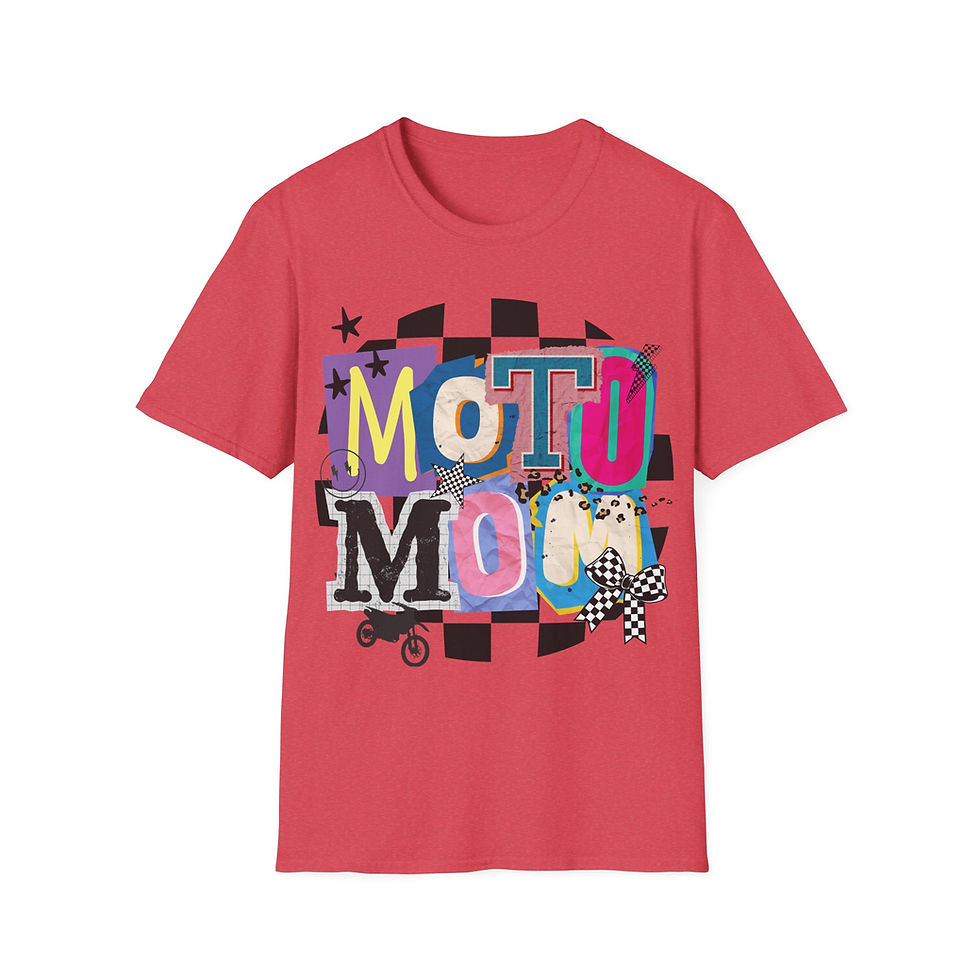 Thumbnail: Moto Mom T-Shirt | Colorful Checkered Motorcycle Graphic | Dirtbike Mom | MX Mom