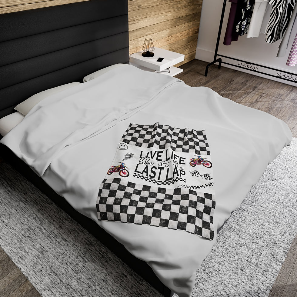 Thumbnail: Motocross Themed Live Life Like it's the Last Lap Blanket, Dirtbike Blanket