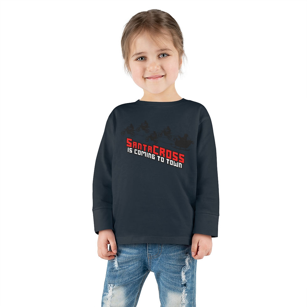 Thumbnail: Santa Cross Is Coming to Town Toddler Long Sleeve Tee, Kids Christmas Shirt