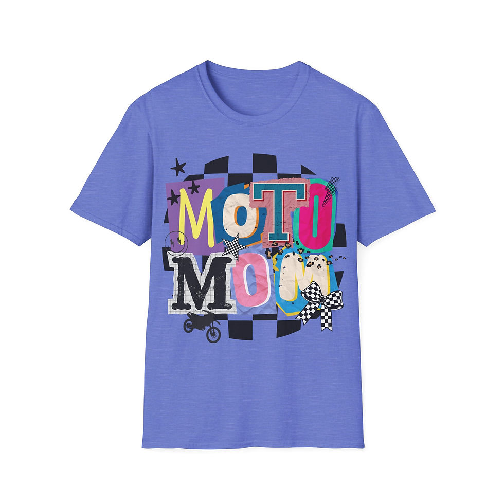 Thumbnail: Moto Mom T-Shirt | Colorful Checkered Motorcycle Graphic | Dirtbike Mom | MX Mom