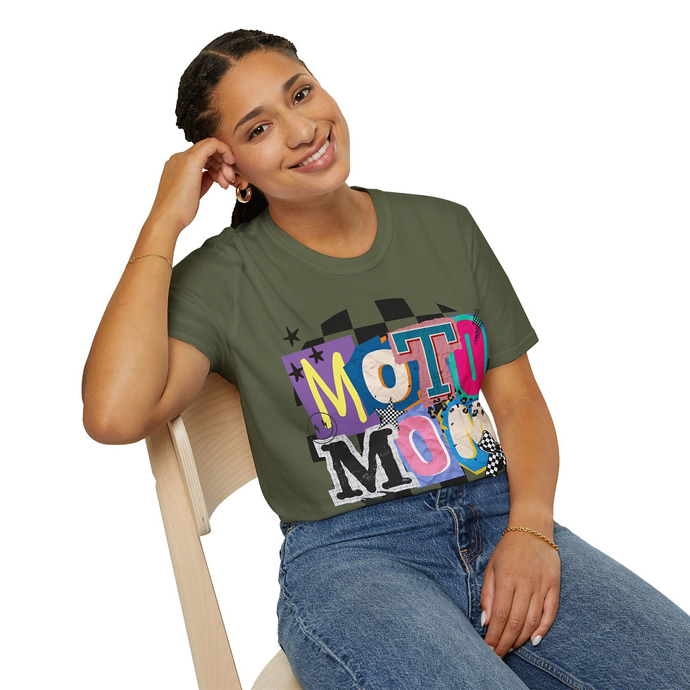 Thumbnail: Moto Mom T-Shirt | Colorful Checkered Motorcycle Graphic | Dirtbike Mom | MX Mom