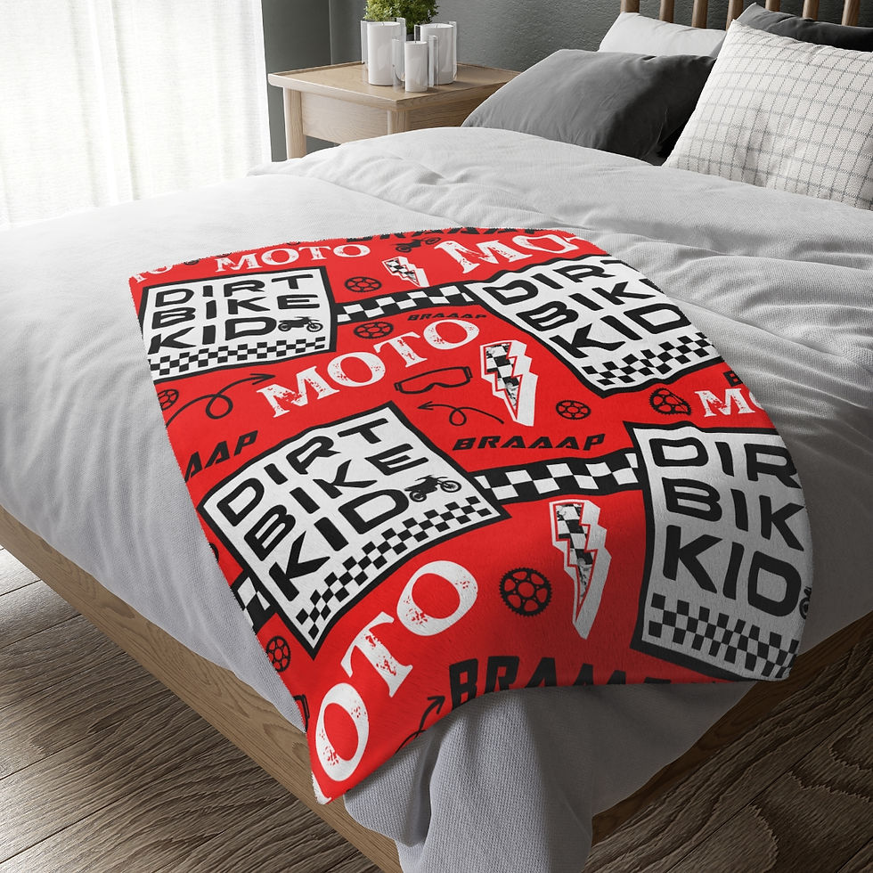 Thumbnail: Dirt Bike Kid Minky Blanket (Two-sided print), Motocross Blanket