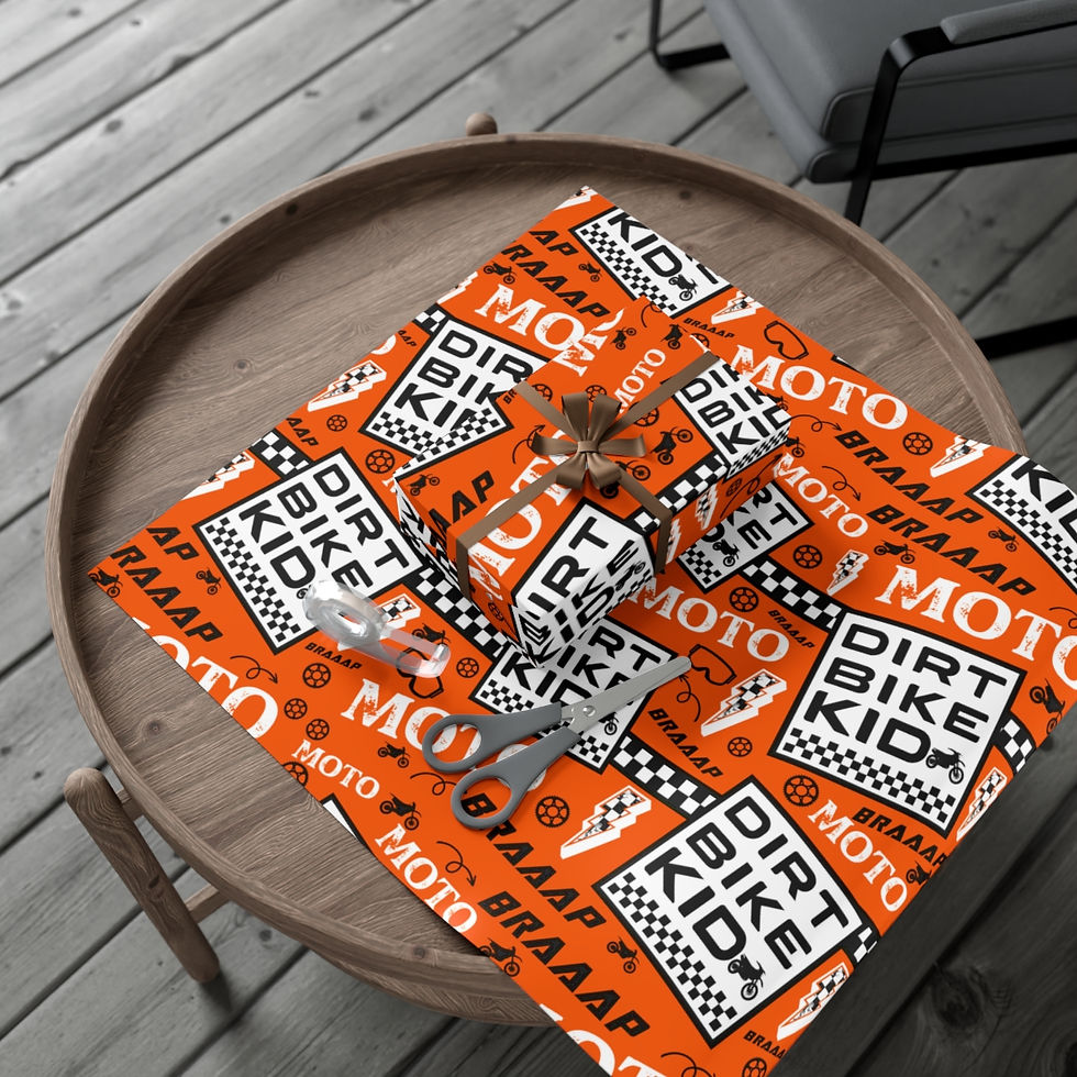 Thumbnail: Orange Dirtbike Kid Gift Wrap Papers, Motocross Wrapping Paper,Dirtbike Wrapping