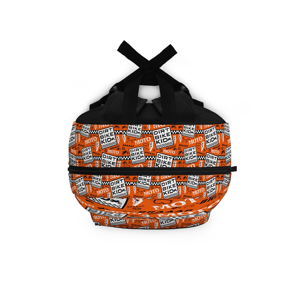 Thumbnail: Orange Dirt Bike Kid Backpack, Youth Backpack, Motocross Backpack, Dirtbike Gift