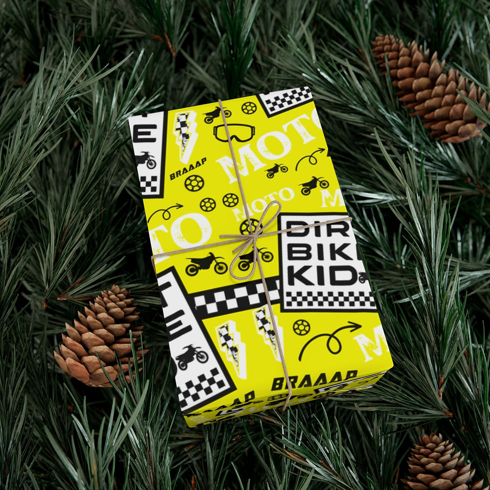 Thumbnail: Yellow Dirtbike Kid Gift Wrap Papers, Motocross Wrapping Paper,Dirtbike Wrapping