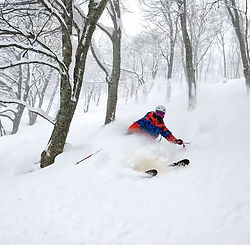 Skiing adventure in Tohoku mountains with deep powder