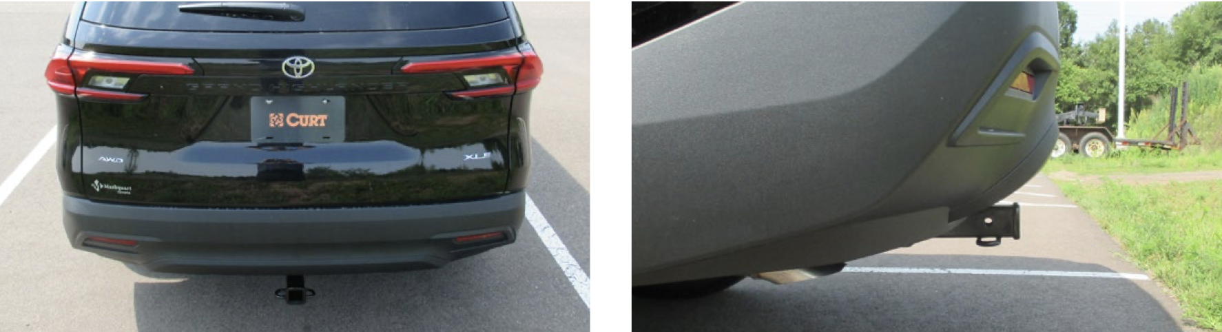 Toyota Grand Highlander with a professionally installed frame-mounted trailer hitch