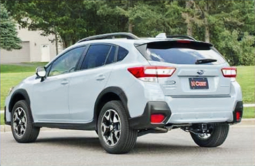 Rear view of a 2018–2023 Subaru Crosstrek with a professionally installed trailer hitch