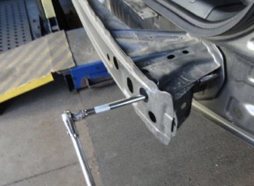 Rear view of a 2020 or newer Subaru Outback with a professionally installed trailer hitch