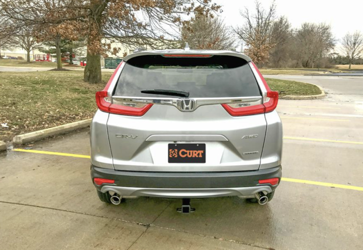 Honda CR-V trailer hitch positioned for professional installation