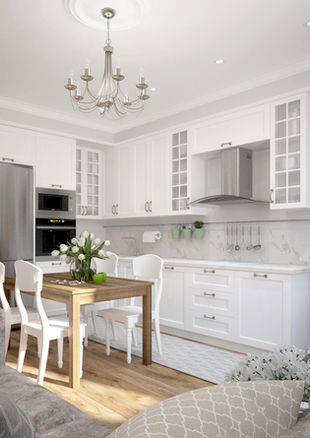 классическая кухня, белая кухня, кухня в стиле классика, ниша для холодильника, мебельная ниша для холодильника ,classic kitchen, white kitchen, refrigerator niche, furniture niche for refrigerator