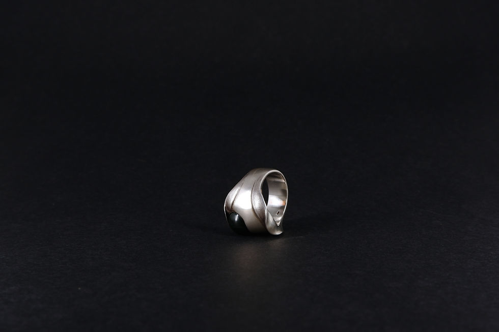 Thumbnail: New Zealand Jade Stone Folded in Sterling Silver