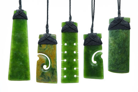A selection of Toki made out of New Zealand Pounamu Jade