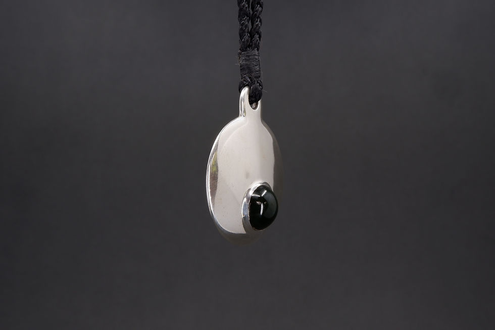 Thumbnail: Woven Sterling Silver and Jade Disc