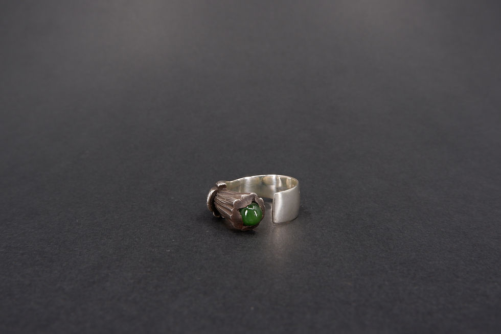 Thumbnail: Silver and Jade Growing Bud Ring