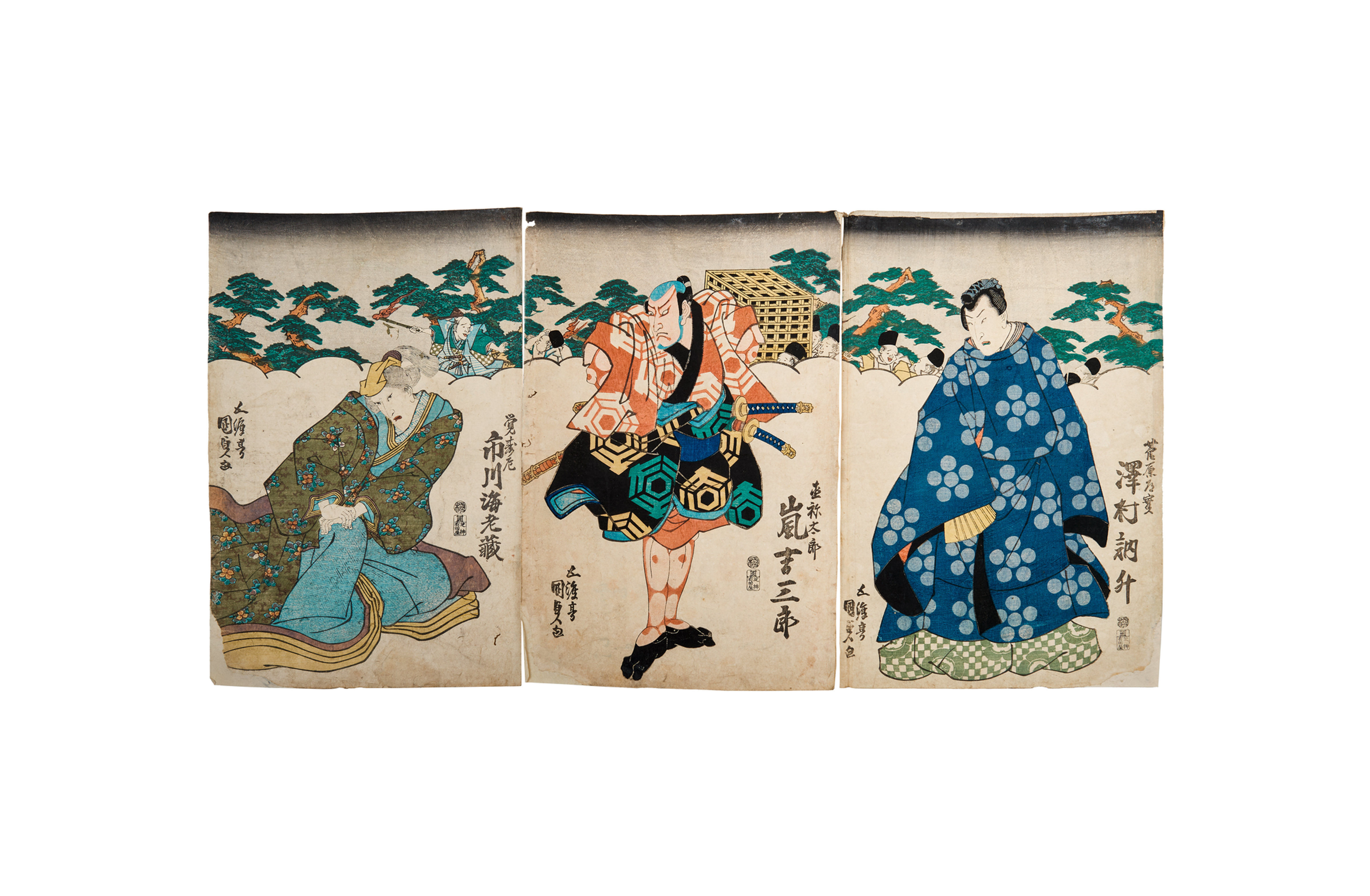 Utagawa Kunisada (Toyokuni III.) - Drei Schauspielerbildnisse