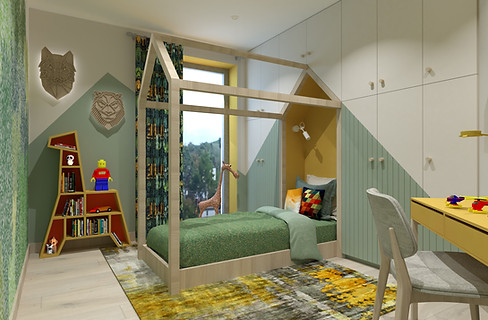 Green & Yeallow Kids Bedroom