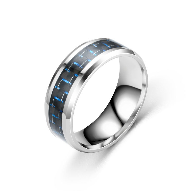 Thumbnail: Carbon Fiber Heart Shape Titanium Steel Ring