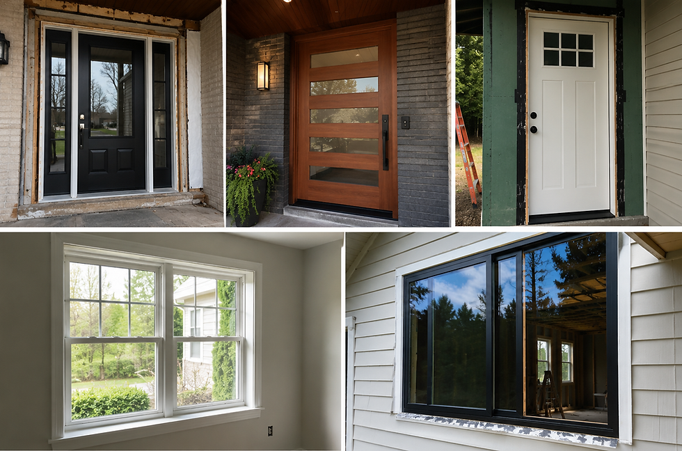 Residential construction services for doors and windows.