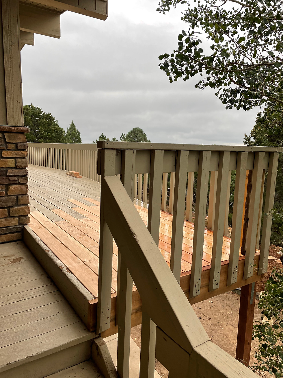New wood planks installed during exterior home carpentry services.